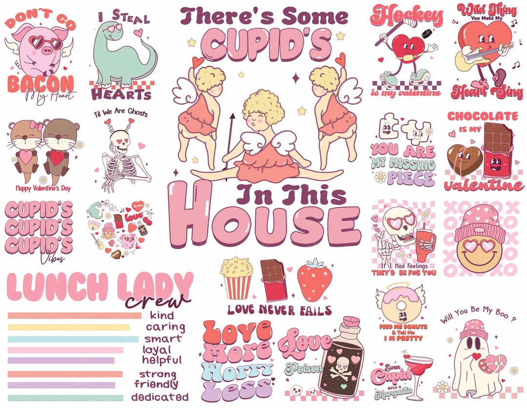 Valentine Png Bundle, Valentines Day Svg Png, Retro Valentine Png ...