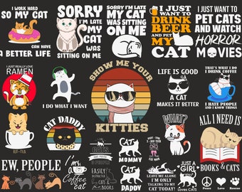 Gato en capas SVG Paquete Silueta Gracioso gato clipart PNG Amante de los gatos Gato mamá Niños Lindo animal svg Uso comercial