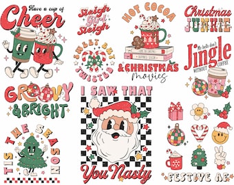 Retro Christmas png Bundle, pink Christmas png, pink christmas png bundle, christmas shirt design, christmas bundle ,pink santa png