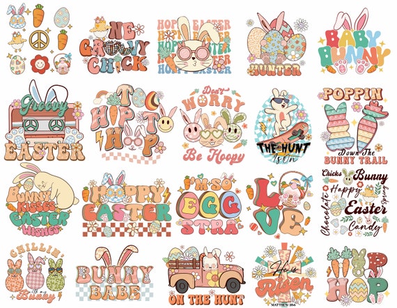 Easter PNG Bundle, Retro Easter PNG, Easter eggs png, Funny Easter png, Easter png, Bunny png