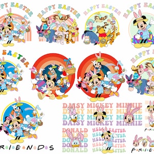 Lot de Pâques Mickey et ses amis, gagnant l&#39;ourson Pâques svg / Mickey svg, Pâques png, png