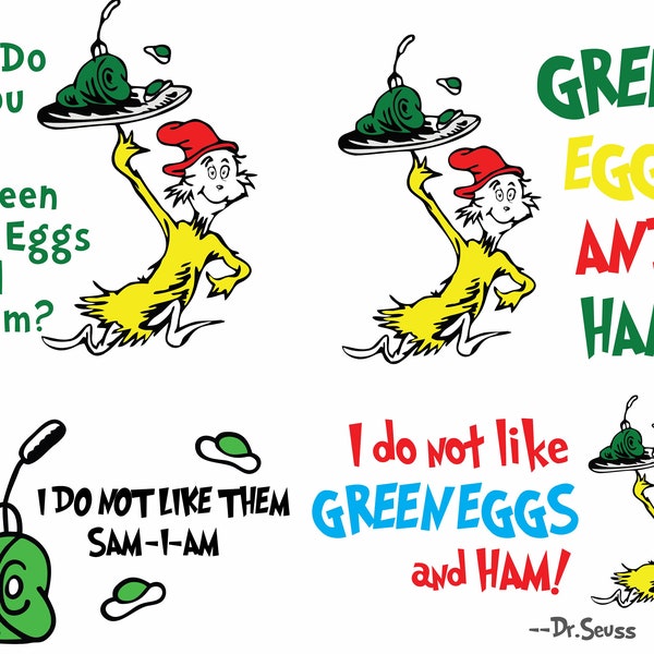 Green Eggs And Ham Svg, dr seuss svg, dr seuss png, dr seuss bundle, I do so like green eggs and ham svg, Sam I Sam svg, I am Sam SVG-PNG