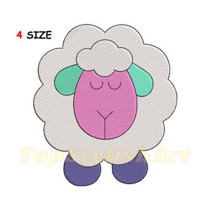 Disegni da ricamo di pecore / Pecore lanose stravaganti digitalizzate / File PES di animali da fattoria accoglienti / Cartone animato di punto pecora pastorale / Download immediato
