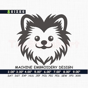 Fluffy Dog Face Embroidery Design, Cute Puppy Digitized Pattern, Dog Lovers Machine Digital Download, Personalized Pet Design 8 Sizes
