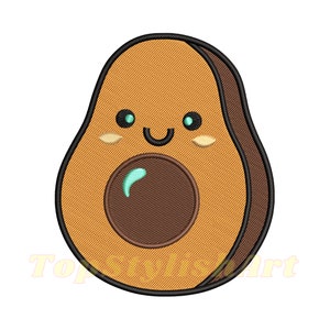 Adorable Avocado Embroidery Design | Cute Avocado Kawaii Style Digitized Embroidery | Fun Fruit Art | PES Format