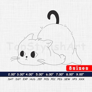 Cat Machine Embroidery Design,  playful cat Digitizing Embroidery, Pet Lovers Embroidery Pattern, Kids Apparel, Cute Home Decor 8 Sizes