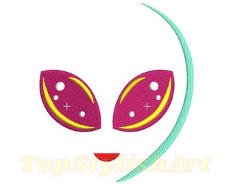 Alien Head Eyes Embroidery Design | Extraterrestrial Vision Digitized Pattern | Cosmic Eyes PES File | Sci-Fi Embroidery Creation