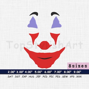 Joker Embroidery Design | Tragic Villain Digitized Pattern | Phoenix Joker PES File | T-Shirt Embroidery Download | Gritty Joker Art |