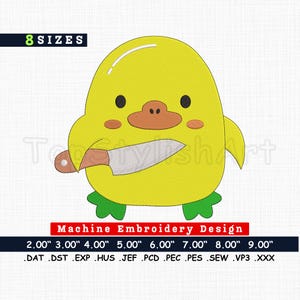 Duck Holding Knife Machine Embroidery Design - Sarcastic in 8 Sizes | Instant Download Embroidery File Quirky Duck with Knife DIY