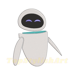 Eve & Wall-E Embroidery Design File | Futuristic Robot Digitized Embroidery | Eve and Wall-E Pattern PES | Machine Embroidery.