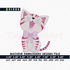 Cute Kitten Machine Embroidery Design, Adorable Singing Cat Machine Embroidery, Cat embroidery design, Baby Cat Design, Cat Lover, 8 Sizes