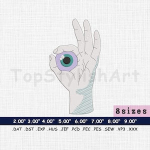 Hand with Eye Machine Embroidery design file | Stay Surreal Artistic Patch digitizing embroidery | Eyes Looking Embroidery file PES