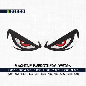 Anime Eyes  Embroidery Design - Anime Inspired Machine Embroidery Design - Embroidery Bundle Instant Download in 8 Sizes