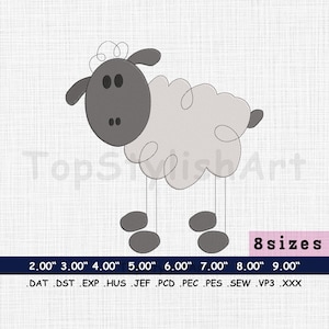Sheep Machine Embroidery Design, Farm Animal Embroidery Pattern, Cute Sheep Embroidery, Lamb Embroidery 8 Sizes, Multi Format
