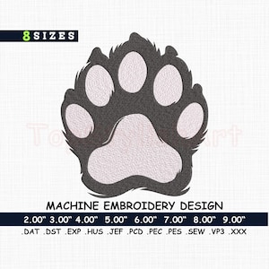 Paw Print Machine Embroidery Design, Mini Paw digitizing embroidery, Digital download, Dog Lovers Digital Stitch, Dog Paw Print 8 Size