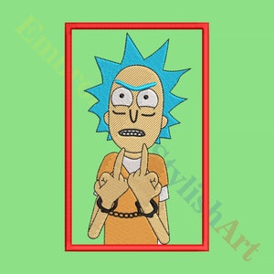Rick and Morty Stickmusterdatei Anime Digitalisierung Stickdatei