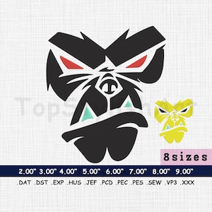 Bold Tribal Face Machine Embroidery Design, Geometric Tribal Face Embroidery, Abstract Face Embroidery, Ape Design, 8 Sizes