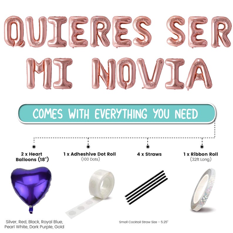 Ballons "Quieres Ser Mi Novia?" – 16 Lettres Roses – Pour Demande En Mariage