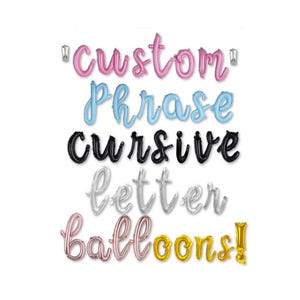 Custom Cursive Script Letter Balloons 16 Inch Foil Balloon Letters & Numbers Personalized Balloon Banner Gold, Silver, Black, Sky Blue, Pink