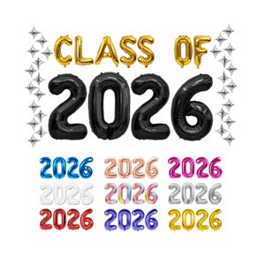CLASS OF 2025 Balloons with 25 Star Balloons - Graduation Ceremony Backdrop - Foil Letter Balloons Banner for Graduation Party Decor Seniors
