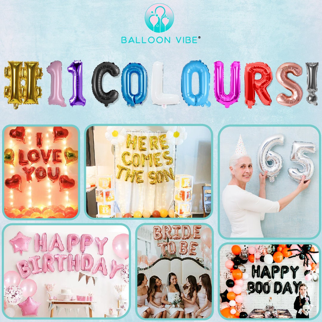 Letter Balloons Custom Phrase 16 Inch Balloon Alphabet & Number Foil ...