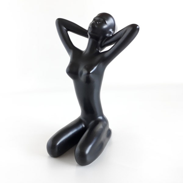 Vintage 1950's Hornsea / Ulrome Pottery Black Nude Figure by Marion Campbell