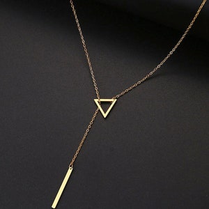 Triangle Geometric Pendant Necklace 60cm, Simple & Elegant Triangle Necklace, Minimalist Open Triangle, Dainty Necklace, Gifts for Her
