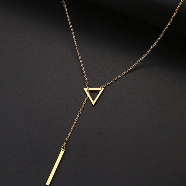 Collier triangle géométrique avec pendentif 60 cm, collier triangle simple et élégant, triangle ouvert minimaliste, collier délicat, cadeaux pour elle