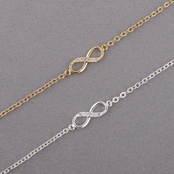 Pulsera Infinity Charm Charm Jewellery Pulsera infinita para mujeres Dainty Infinity Pulsera Regalo para su pulsera Infinity de oro