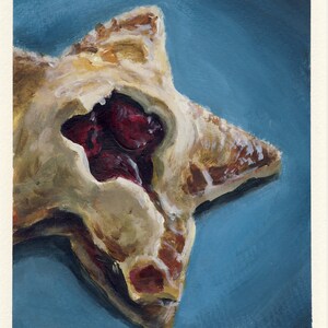 Cherry Danish Star, peinture originale sur carton, 17 x 20 cm, 259-2017
