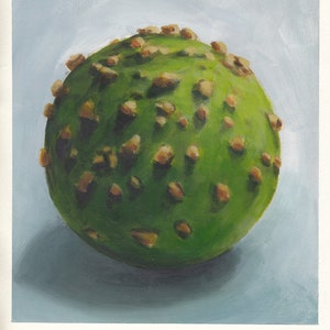 Vert truffe, peinture originale sur carton, 21 x 25 cm, 056-2019
