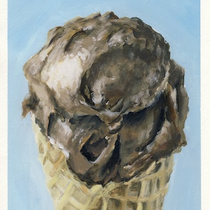 Glace au chocolat, peinture originale sur carton, 17 x 20 cm, 217-2018