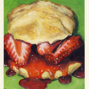 Scones aux fraises, peinture originale sur carton, 17 x 20 cm, 266-2017
