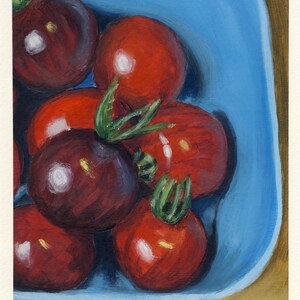 Tomates cocktail, peinture originale sur carton, 17 x 20 cm, 233-2017