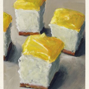 Morceaux de gâteau, peinture originale sur carton, 17 x 20 cm, 096-2018