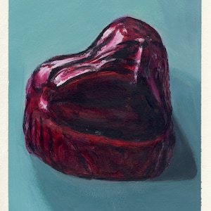 Coeur praliné, peinture originale sur carton, 17 x 20 cm, 056-2018