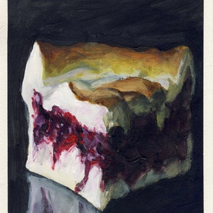 Ciasto Wiśniowe, oryginalny obraz na tekturze, 17 x 20 cm, 199-2018