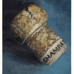 Bouchon de champagne, peinture originale sur carton, 21 x 25 cm, 254-2018