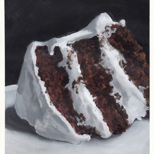Gâteau à la crème, peinture originale sur carton, 21 x 25 cm, 259-2018