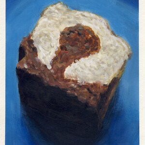 Gâteau marbré, peinture originale sur carton, 17 x 20 cm, 103-2018