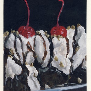 Postre, pintura original sobre cartón, 17 x 20 cm, 043-2018