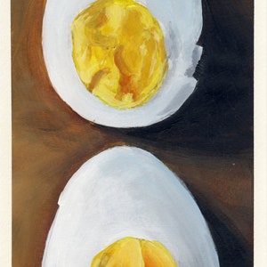 œuf à la coque, peinture originale sur carton, 17 x 20 cm, 192-2017