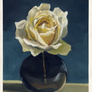 rosa amarela, pintura original sobre cartão, 21 x 25 cm, 133-2018