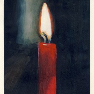 Vela roja, pintura original sobre cartón, 17 x 20 cm, 158-2017