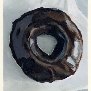 Donut au chocolat, peinture originale sur carton, 17 x 20 cm, 233-2016