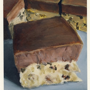 Gâteau au chocolat, peinture originale sur carton, 17 x 20 cm, 201-2016