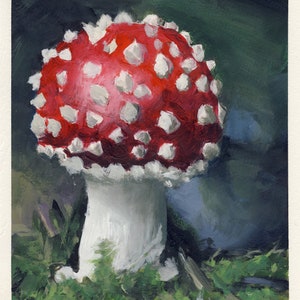 Fly agaric, pintura original sobre papelão, 17 x 20 cm, 212-2018