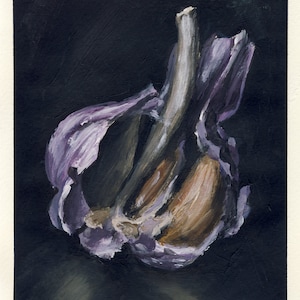 Knoblauch, peinture originale sur carton, 17 x 20 cm, 155-2017