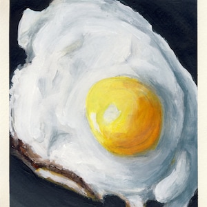 Oeuf au plat, peinture originale sur carton, 17 x 20 cm, 058-2017