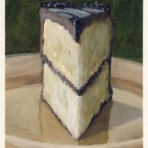 Morceau de gâteau, peinture originale sur carton, 17 x 20 cm, 243-2016